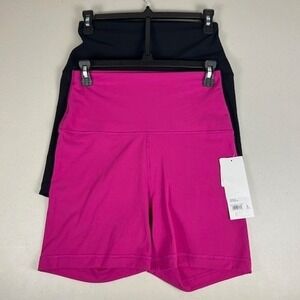SKN by Yogalicious Everyday 5" High Waisted Shorts 2PK Pink Plum Black HY36942